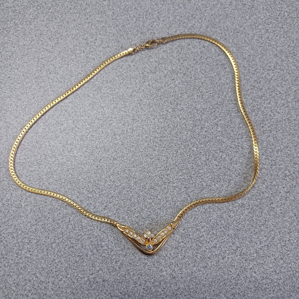 4/$40 Gold Coloured Necklace With Rhinestones